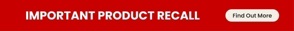 Red background with white important product recall' text. Clicking leads to more information.