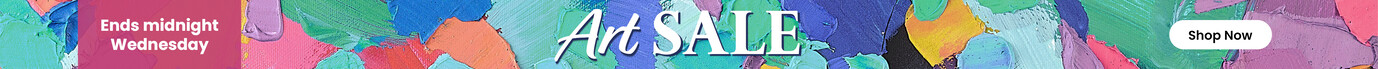 Painted background with the title Art Sale'. Clicking leads to all Art Sale products.