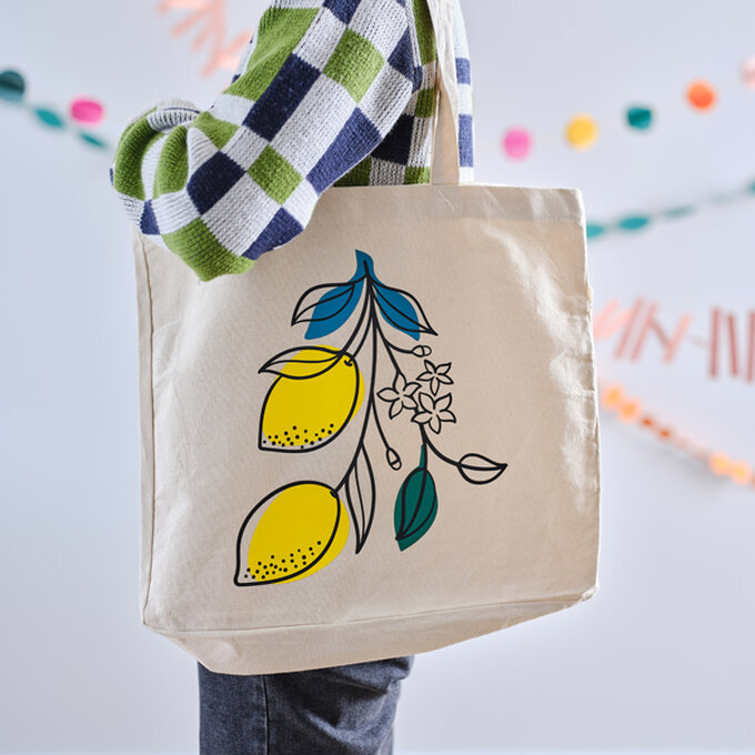 Everything Tote Bag, navy & neon, canvas tote