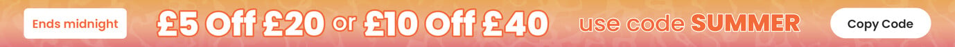 &pound;5 off &pound;20 or &pound;10 off &pound;40 with code SUMMER. Clicking copies code to pasteboard.