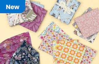 Floral fat quarters. New badge. Clicking leads to new fat quarter packs and fabric.
