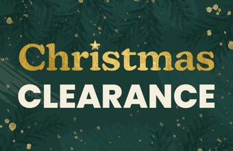 A green festive background with the words christmas clearance'. Clicking leads to the Christmas page.