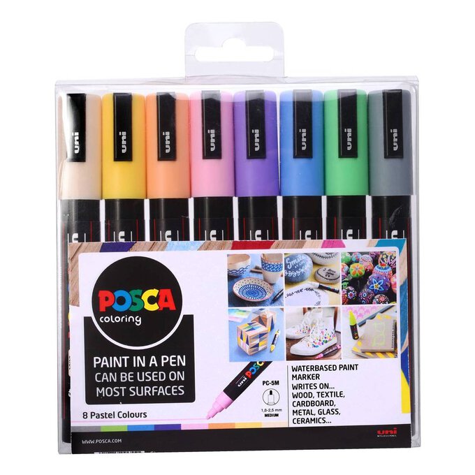 Uni-ball Posca PC-5M Pastel Marker Pens 8 Pack image number 1