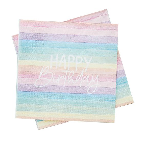 Eco Birthday Rainbow Napkins 16 Pack image number 1