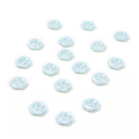 Hemline Sky Blue Basic Flower Button 17 Pack image number 1