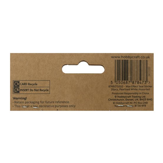 Pearlised White Sticker Seals 16 Pack  image number 4