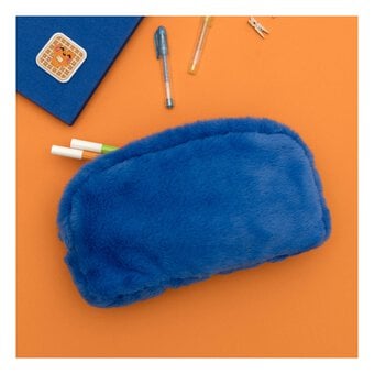 Reversible Red and Blue Furry Pencil Case