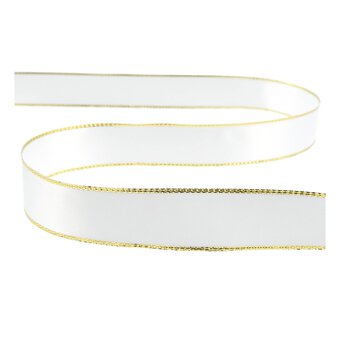 White and Gold Satin Ribbon 18mm x 3m