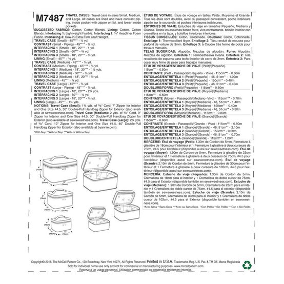 McCall's Travel Cases Sewing Pattern M7487 image number 2
