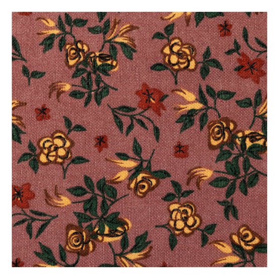 Dusty Pink Floral Print Linen Look Fabric by the Metre image number 2