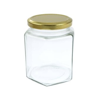Clear Hexagonal Glass Jars 350ml 12 Pack image number 3