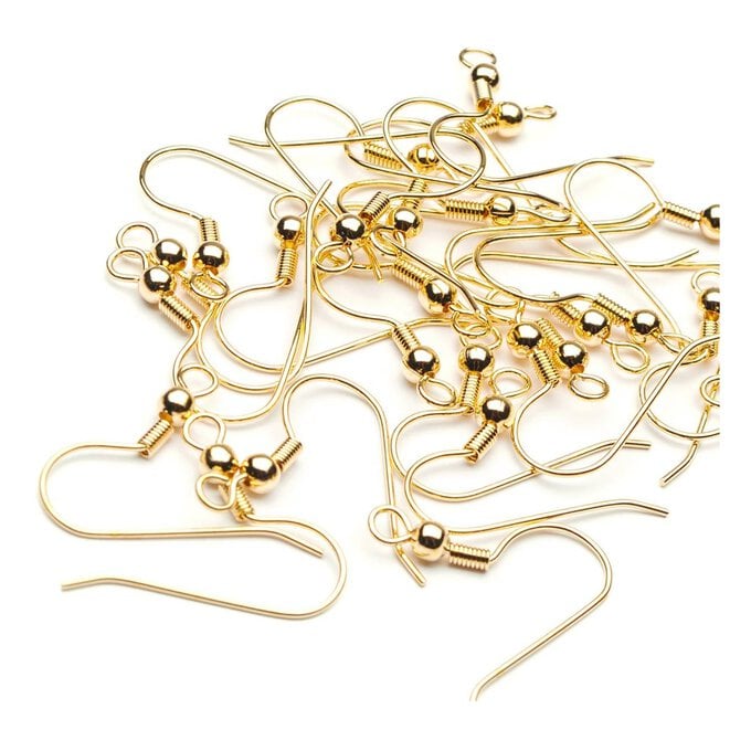 Beads Unlimited Gold Plated Long Ballwire Fish Hooks 28 Pack image number 1