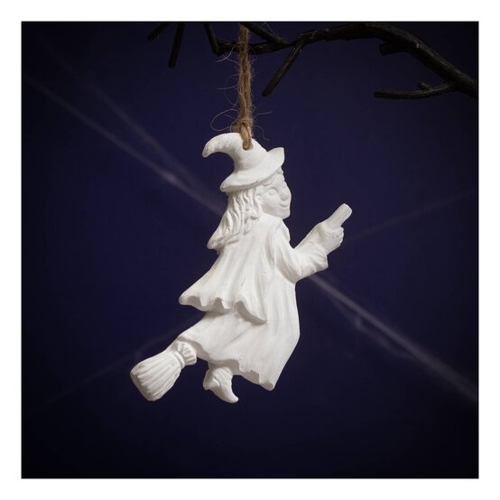 Hanging Plaster Witch Decoration 10cm image number 1