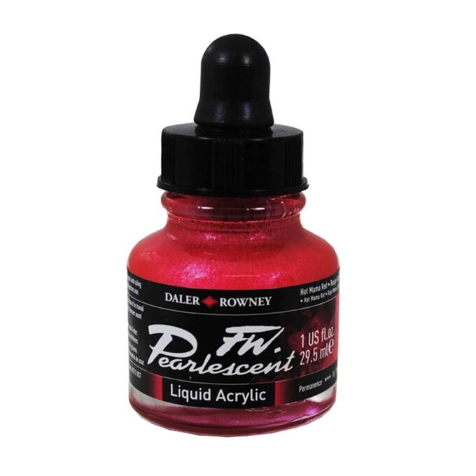 Daler-Rowney Hot Mama Red FW Pearlescent Liquid Acrylic 29.5ml image number 1