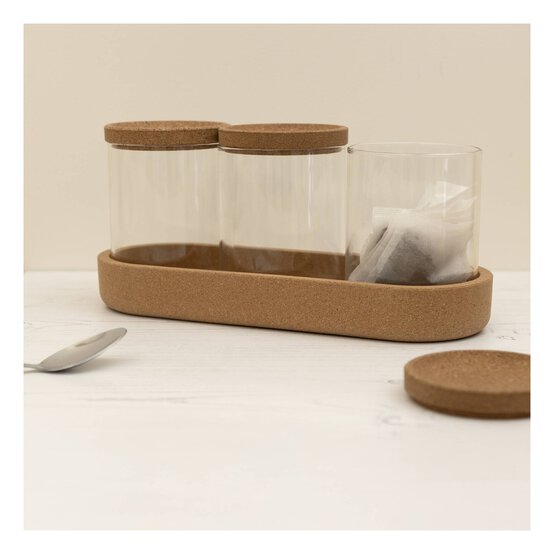 Glass Jars with Cork Tray 3 Pack  image number 4