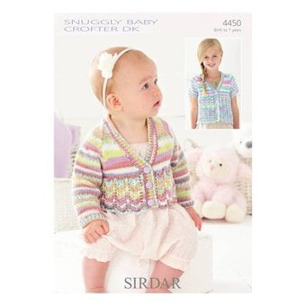 Sirdar Snuggly Baby Crofter DK Girls' Cardigans Digital Pattern 4450