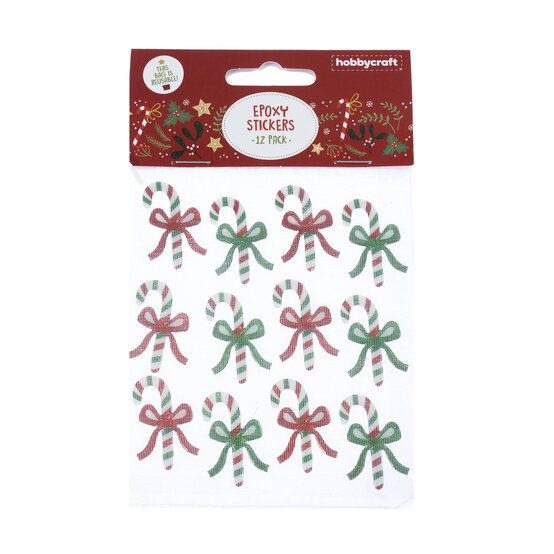Candy Cane Epoxy Stickers 12 Pack  image number 4