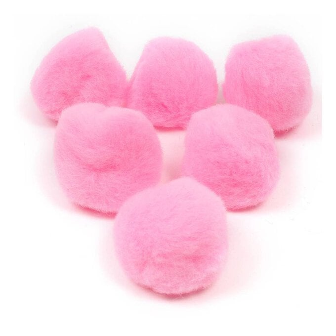 Pink Pom Poms 5cm 6 Pack