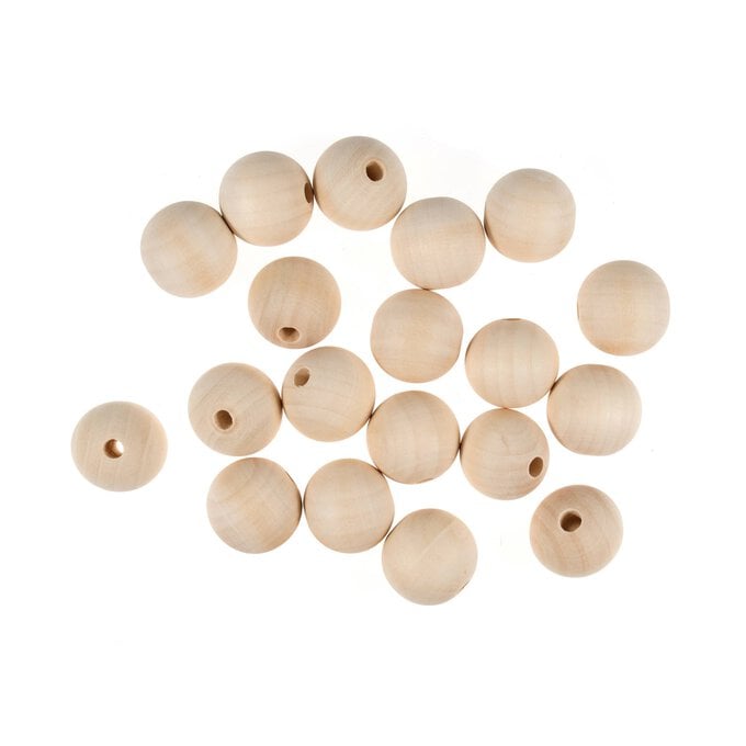 Trimits Round Wooden Craft Beads 30mm 50 Pack