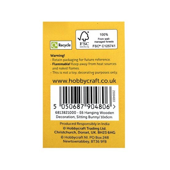 Hanging Wooden Enamel Sitting Bunny Decoration 10cm image number 5