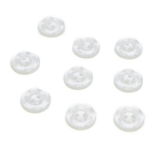 Hemline White Basic Scalloped Edge Button 9 Pack image number 1