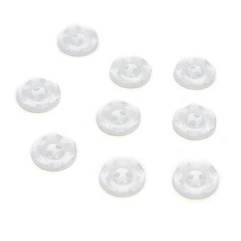 Hemline White Basic Scalloped Edge Button 9 Pack