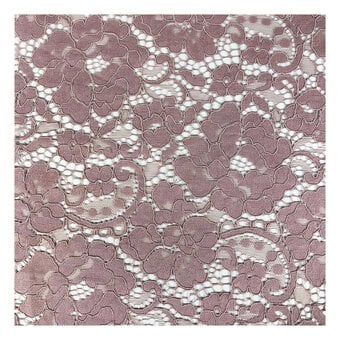 Pink Corded Floral Lace Fabric by the Metre image number 2