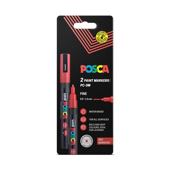 Uni-ball Posca Red PC-3M Marker Pens 2 Pack image number 1