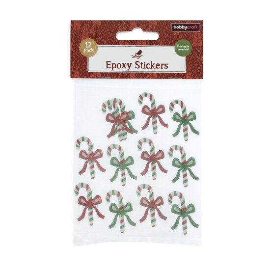 Candy Cane Epoxy Stickers 12 Pack  image number 4