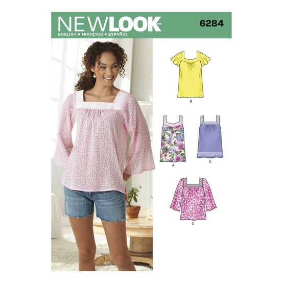 New Look Women's Pullover Top Sewing Pattern 6284 Size 10-22