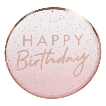 Ginger Ray Rose Gold Birthday Paper Plates 8 Pack