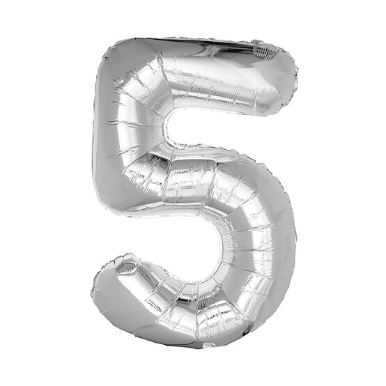 Extra Large Silver Foil Number 5 Balloon image number 1