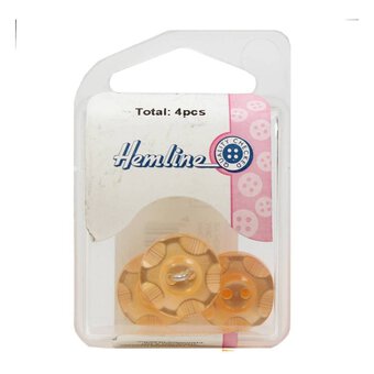 Hemline Orange Basic Scalloped Edge Button 4 Pack