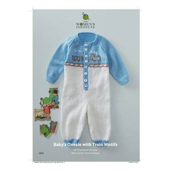 Women's Institute Vintage Baby Onesie with Train Motifs Digital Pattern 0071 image number 1