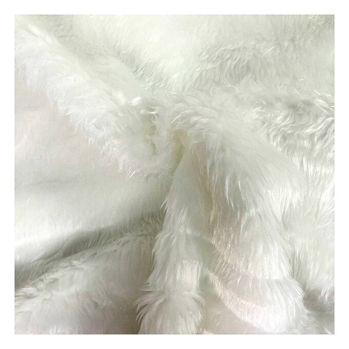 White Fun Fur Fabric by the Metre image number 1
