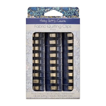 Blue Woodblock Floral Fabric Quilting Clips 30 Pack