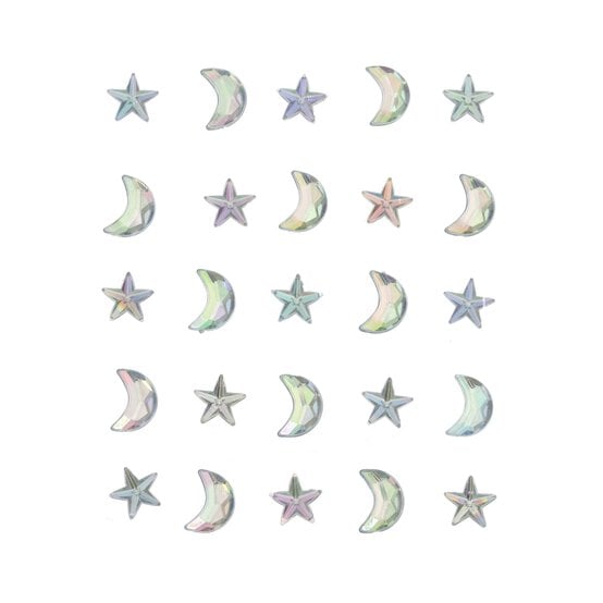 Moon and Star Adhesive Gems 25 Pack image number 1