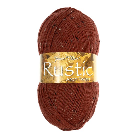 James C Brett Rust Rustic Aran Tweed 400G