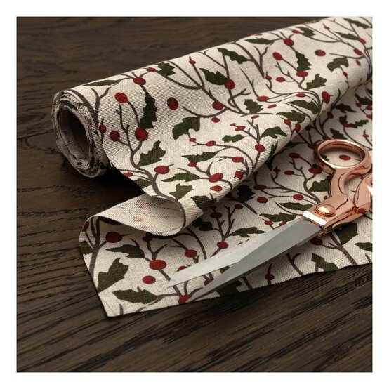 Holly and Berries Fabric Roll 28cm x 2m image number 2