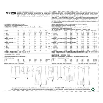 McCall’s Women's Dress and Belt Sewing Pattern M7120 (XS-M) image number 3