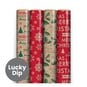 Assorted Printed Christmas Kraft Wrapping Paper 70cm x 3m image number 1