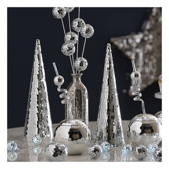 Silver Mirror Ball Stem 56cm