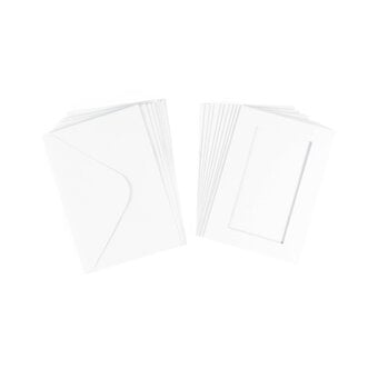 White Fold Rectangle Aperture Cards and Envelopes A6 10 Pack