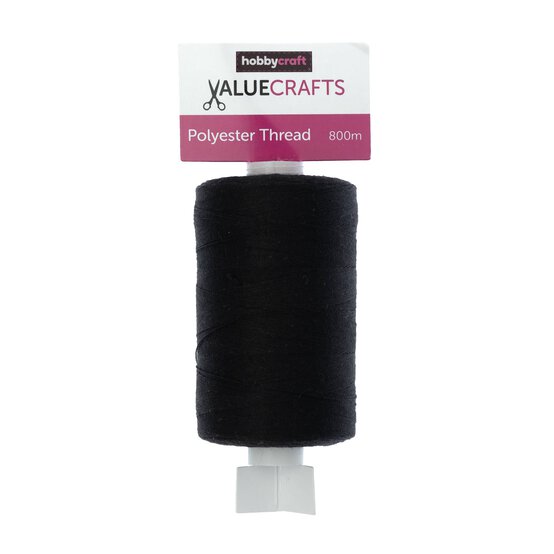 Valuecrafts Black Polyester Thread 800m image number 3