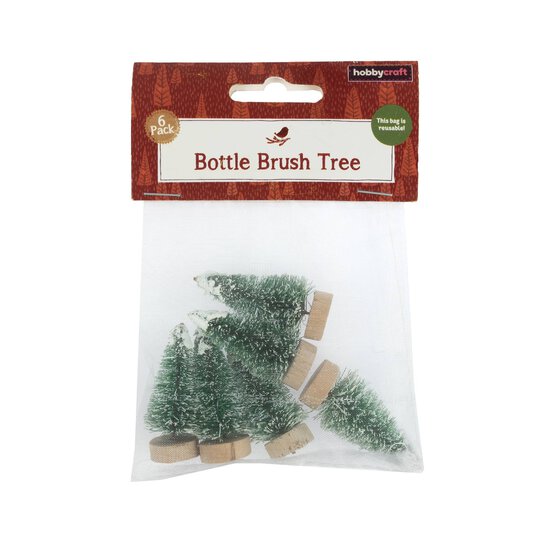 Mini Green Bottle Brush Trees 5cm 6 Pack image number 4