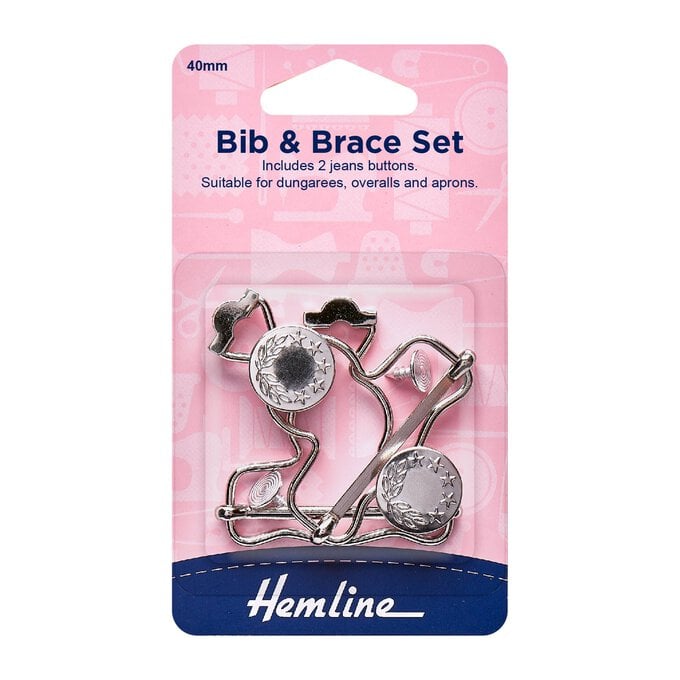 Hemline Silver Bib and Brace Set 40mm image number 1