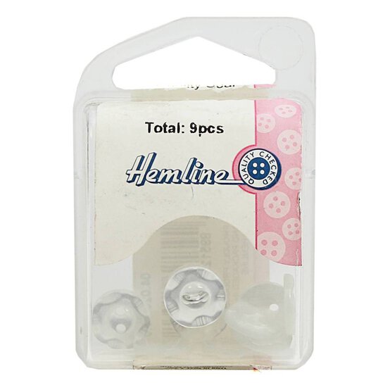 Hemline White Basic Scalloped Edge Button 9 Pack image number 2