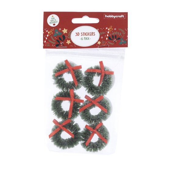 Green Wreath 3D Stickers 6 Pack  image number 5