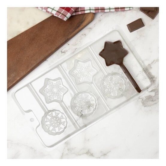Snowflake Lolly Chocolate Mould 6 Wells image number 1