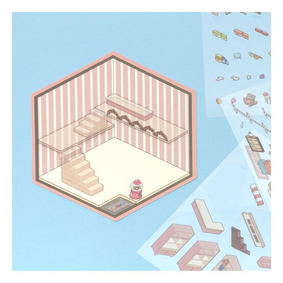 Mini Pink Candy Hut Scene Stickers image number 3